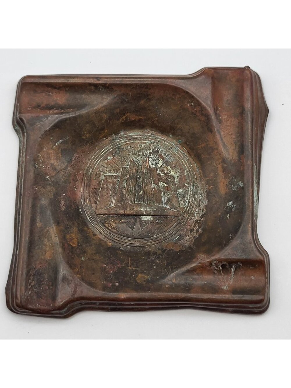 1933 Chicago World's Fair Century of Progress Chrysler Motors Copper Ashtray